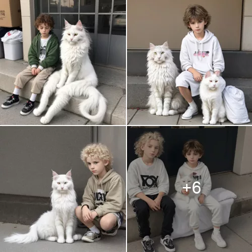 Heartwarming Connection: A Homeless Boy and a Maine Coon Cat Forge an Unforgettable Bond